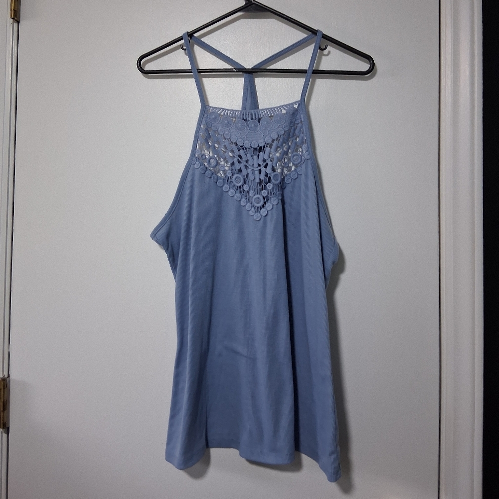 Rue21 Light Blue Crochet Detail Tank Top Size 3X